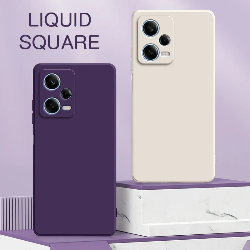 Quadratische flüssige Handyhülle für Xiaomi Redmi 12C Note 12 12R 12T Pro Plus Turbo Speed Discovery 5G Weiche Silikonhülle Note12Pro 4G