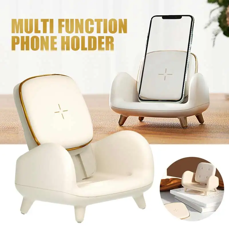 

15W Sofa Wireless Charger Holder Multi-function Mobile Phone Stand Portable High-power Loudspeaker Charging Dock Station