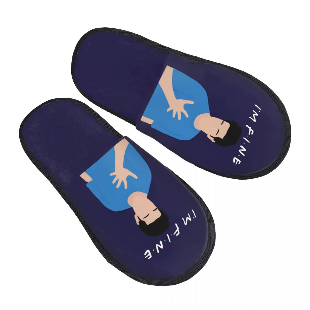 I'm Fine Winter House Slippers Indoor Friends Tv Show Ross Geller Cozy Memory Foam Slippers Anti-skid