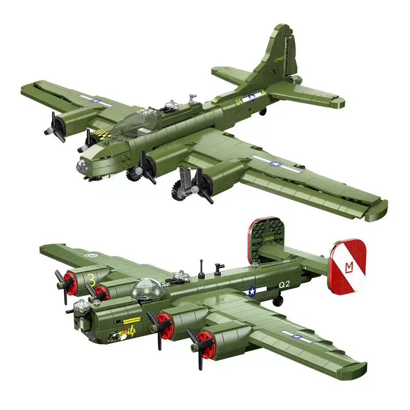 멋진 조립 비행기 빌딩 블록, 미군 B-17 폭격기 B-24, 해방 육군 벽돌 장난..