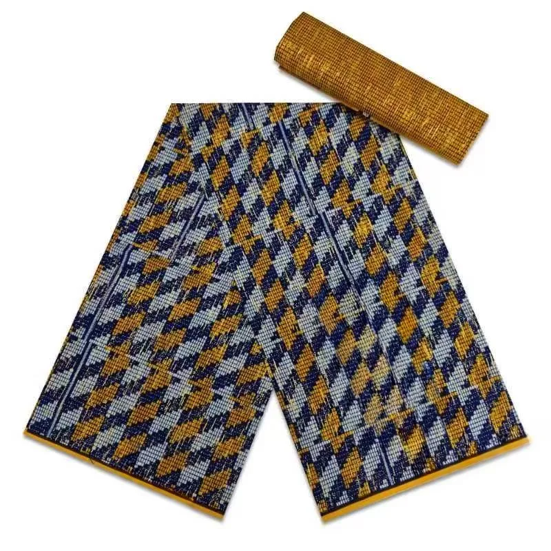 2024 Ankara African Fabric gold Real Wax Fabric Nigeria Ghana Style Tissu Sewing Dress Craft DIY 100% Cotton 4+2yards 2