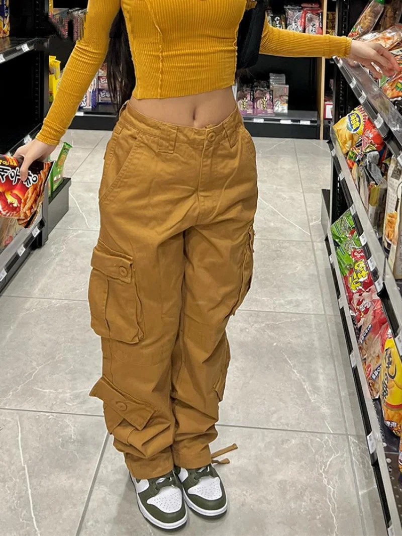 

Cargo Pants Baggy Jeans Women Fashion Overalls 90s Streetwear Pockets Wide Leg High Waist Casual Y2k Denim Trousers 2022