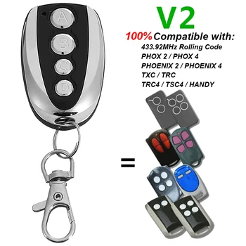 V2 피닉스 리모컨 Phox 피닉스 2 4 TXC TRC TRC TRC4 TSC4 핸디 리모컨 차고 문짝 오프너 433mhz 롤링 코드