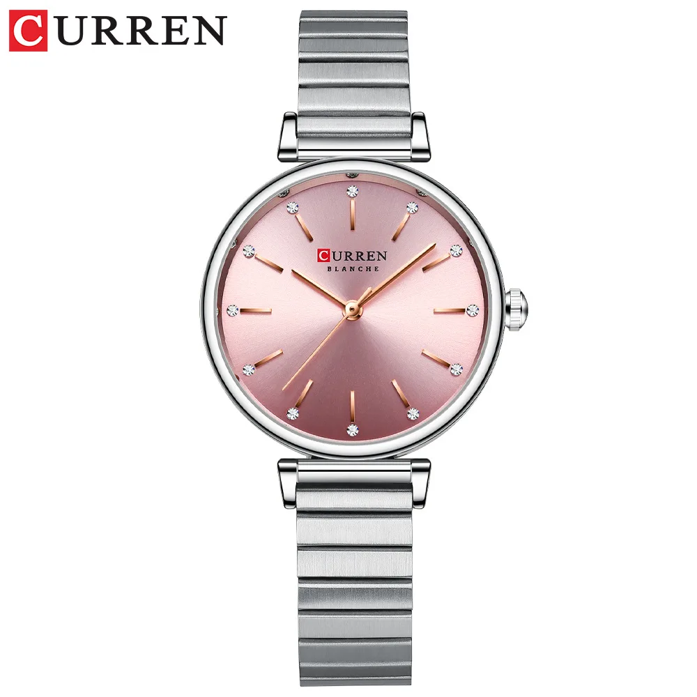 CURREN 9081 Women Quartz Watch Round Silvery Golden Clock Simple Fashion Casual Wristwatch for Ladie 6