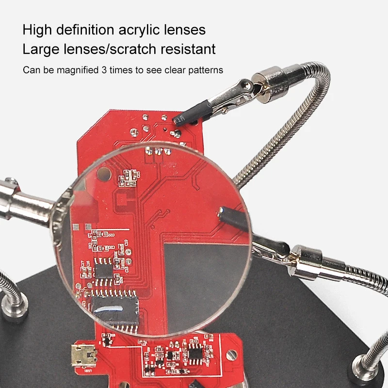 Versatile Soldering Clamp Station with Magnifying Glass & Flexible Clips