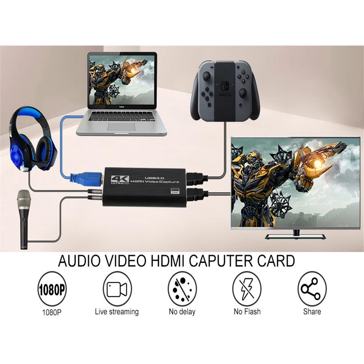 4K HDMI-compatible USB 3.0 Video Capture Card 1080P 60fps HD Video Recorder Grabber For OBS Capturing Game Card Live 4K video recorder video capture card