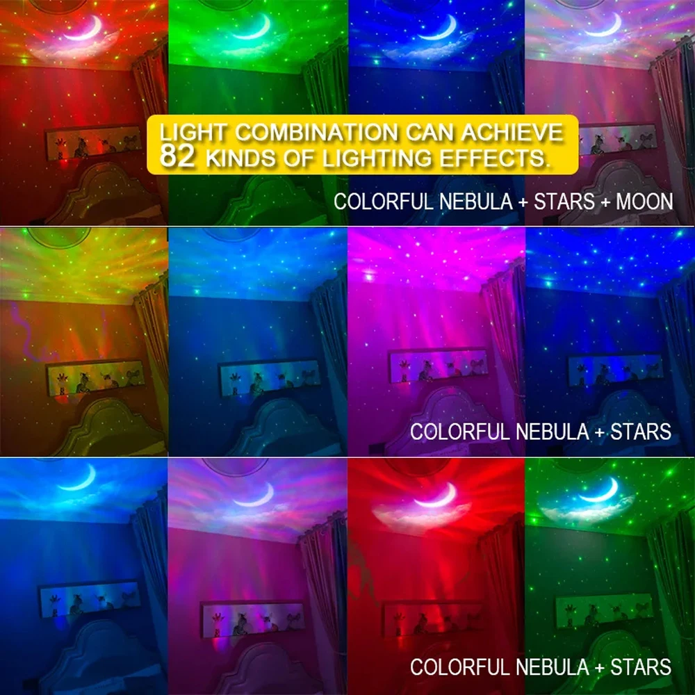 Bluetooth Starry Sky Moon Star Galaxy Projector Night Light Astronaut Nebula Galaxy Lighting Night Lamp for Children Gifts