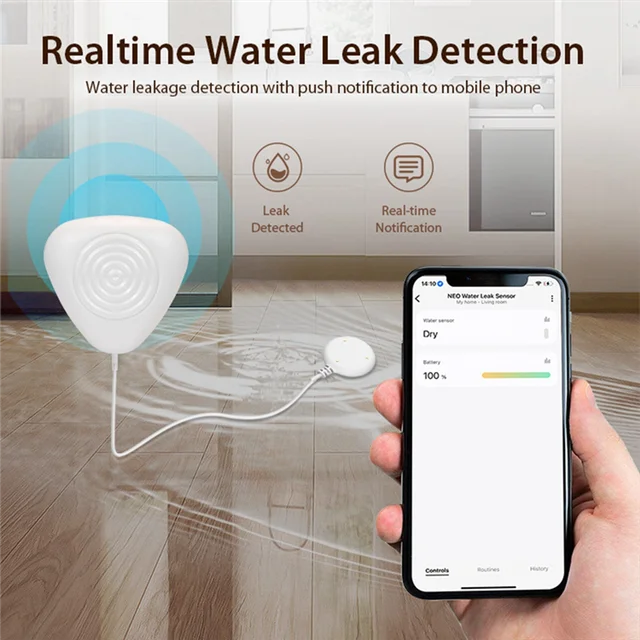 AA08-Tuya Zigbee Water Level Sensor Smart Water Leakage Alarm Detector Overflow Security Protection Smartthings Tuya Ewelink 3