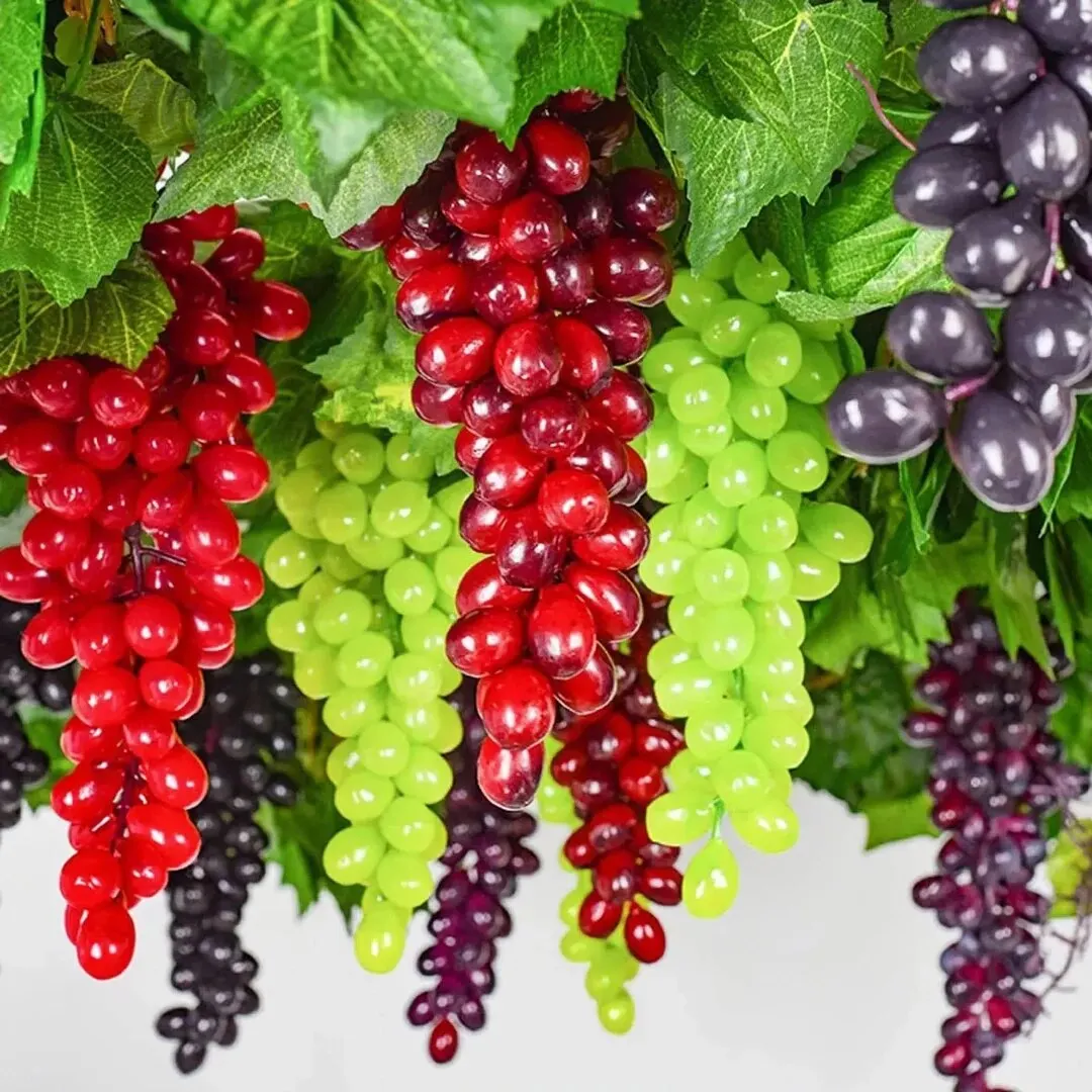Artificial Fruits And Vegetables Artificial Grapes Simulation Grape String Artificial Fruit Decoration Hanging Plastic Grapes Fake Ornament For Home Decor