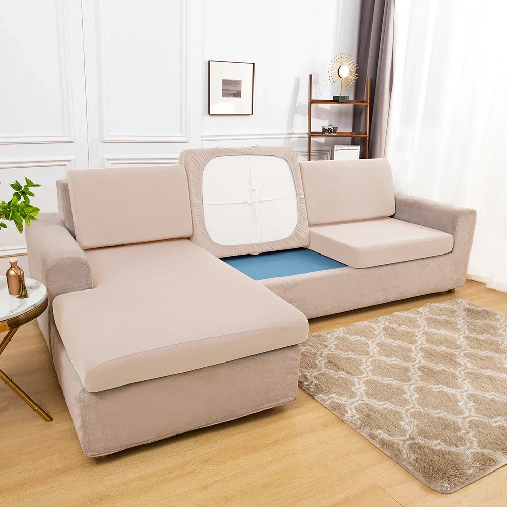 Plain Color Stretch Sofa Seat Cushion Cover For Living Room Elastic Furniture Protector Couch Chaise Longue Sofa Seat Slipcover