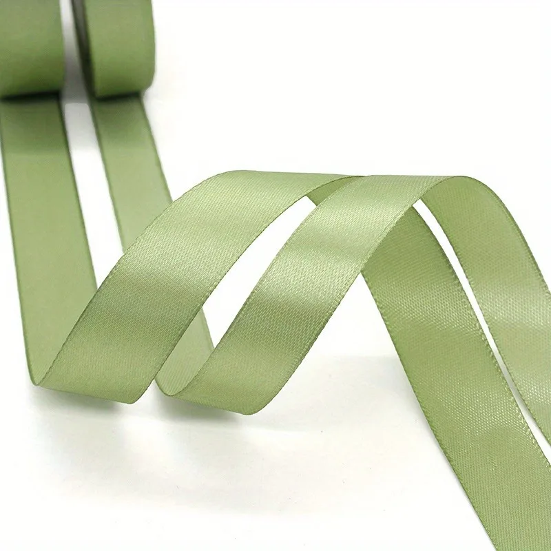 Elegant Sage Green Satin Ribbon – 25 Yards of Premium Fabric Silk for Gift Wrapping, Hair Bows, and DIY Crafts