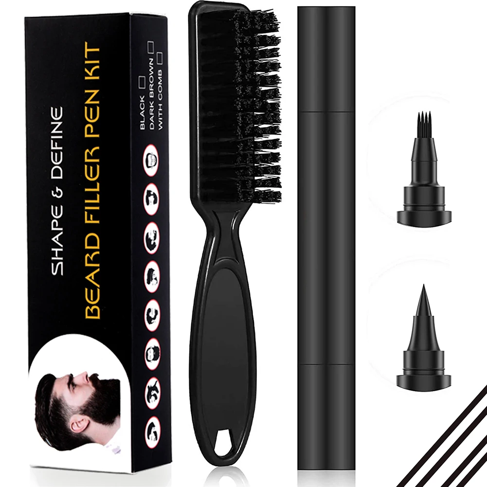 Mustache Repair Pencil Waterproof Beard Shaping Filler Pen Double Head Barber Pencil Coloring Tool for Men for Cosmetic Styling