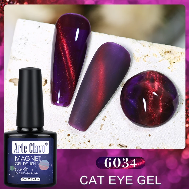 Arte Clavo New Cat Eye Magnetic Gel Polish Green Red  Semi Permanent Soak Off UV LED Glitter Nails Magnet Stick Nail Art Polish 4