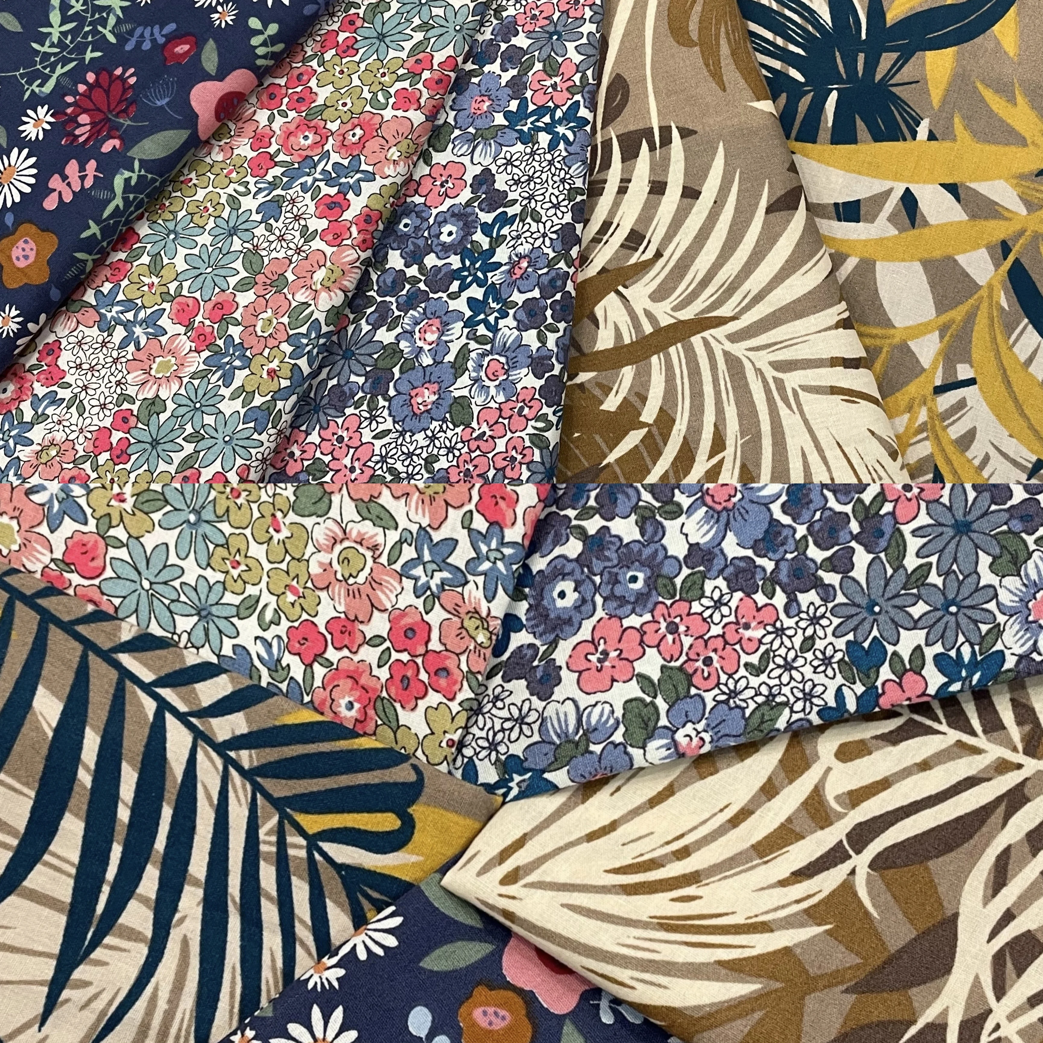 Tessuto Popeline Di Cotone 145x50 Cm – Motivo Floreale Pastorale Anni '40, Stile Liberty Per Cucito E Progetti Fai Da Te