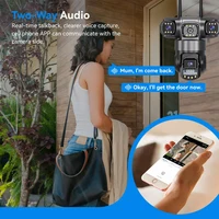 Caméra 4G avec carte SIM 12MP 6K Trois objectifs Trois écrans Moniteur Vision nocturne Protection de sécurité V380 Pro PTZ Vidéosurveillance 4