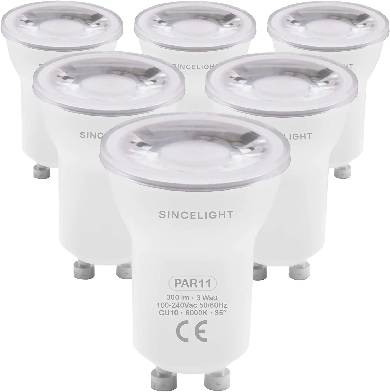 Pack de 6 ampoules LED PAR11 avec base GU10, mini réflecteur, diamètre  35mm, 3W, 300 lumens, angle de faisceau 38 ° RA92, pour la décoration de la  maison