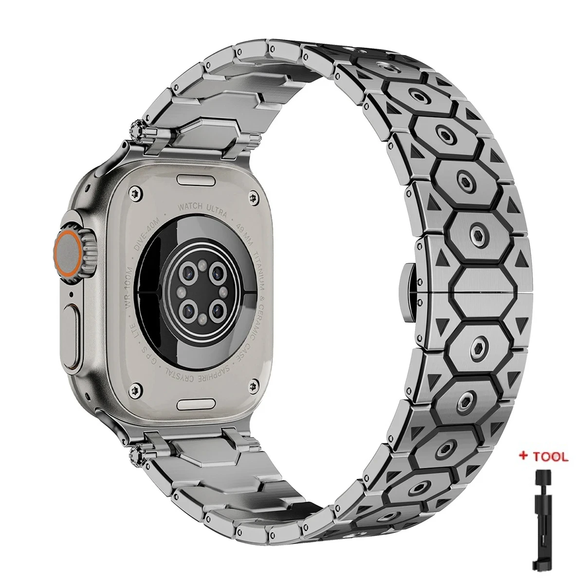 Luxurious Titanium Color Stainless Steel Watch Bracelet