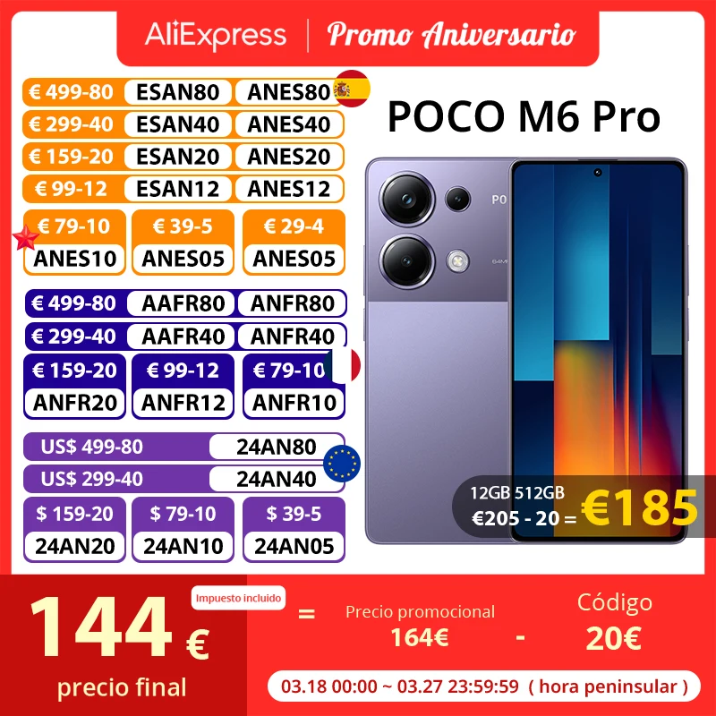 172.5€ 41% OFF|Globale version poco m6 pro smartphone 5000mah (typ) akku 67w turbo laden helio G99 Ultra chip 64mp dreifach kamera ois| | - AliExpress