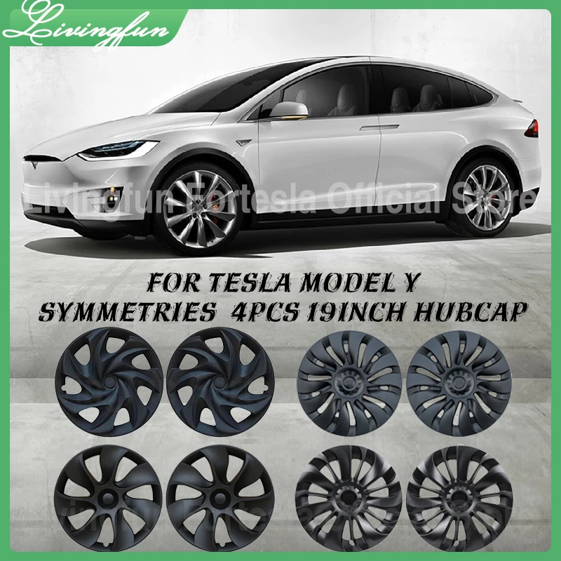 

4PCS Symmetrical For Tesla Model Y 19 Inch HubCap Performance Wheel Caps Full Rim Cover Tesla Model Y 2018-2023 Accessories