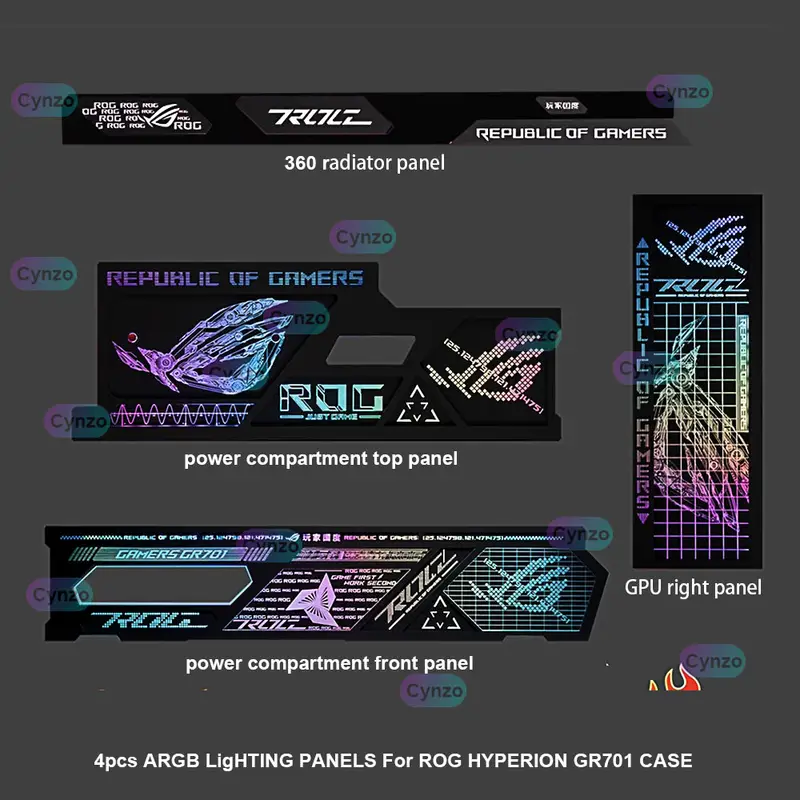 4pcs Kit ARGB Lighting Panels for ROG HYPERION GR701Case,MOD Gamer Cabinet Lightboard Kit,Refit Chassis Plate AURA SYNC - Image 2