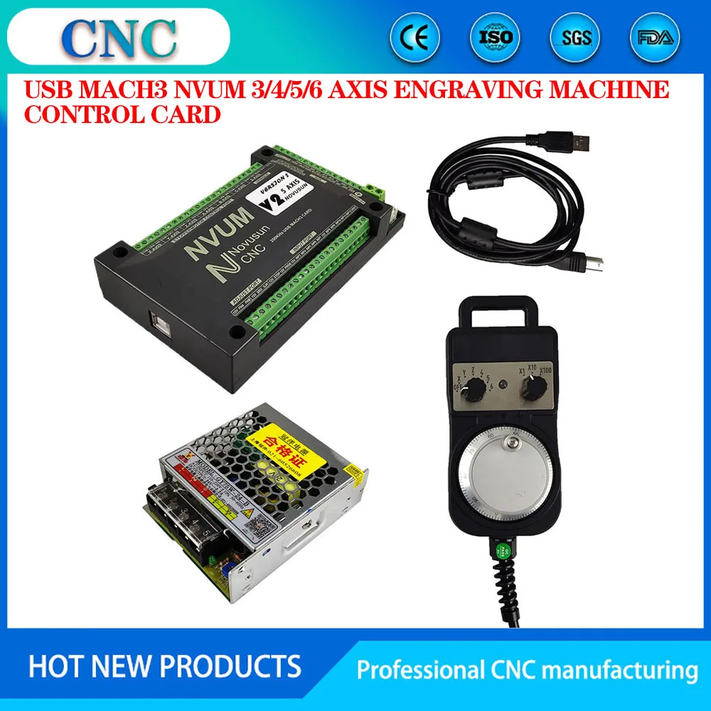 

cnc kit usb mach3 nvumv2.1 motion control card 200khz engraving machine motor controller 3456 axis electronic handwheel DC75W24V