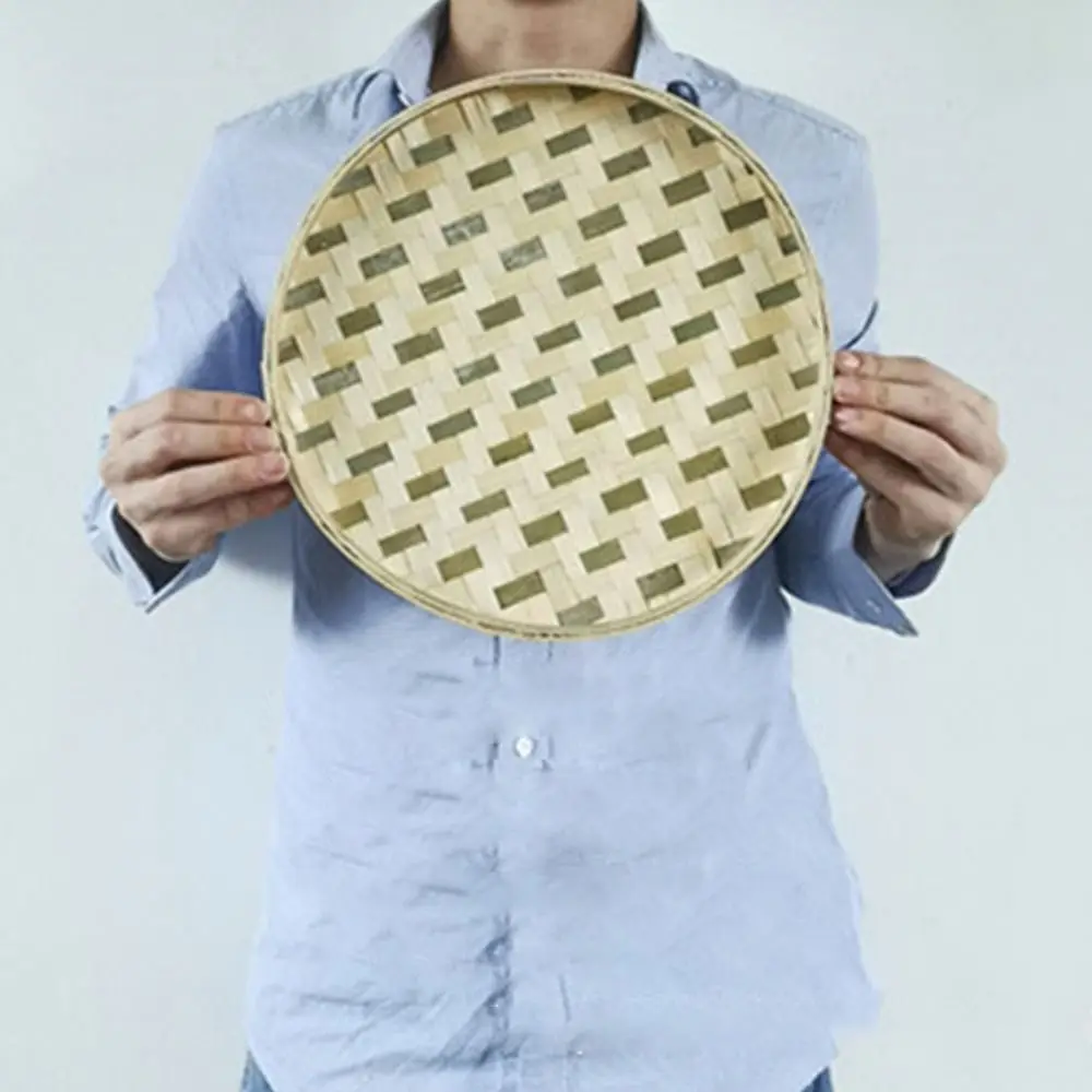 New Arrival Fruit Bread Basket Fruit Bread Basket Weaving Bamboo Sieve DIY Decorative Storage Trays Raft Round Dustpan 4