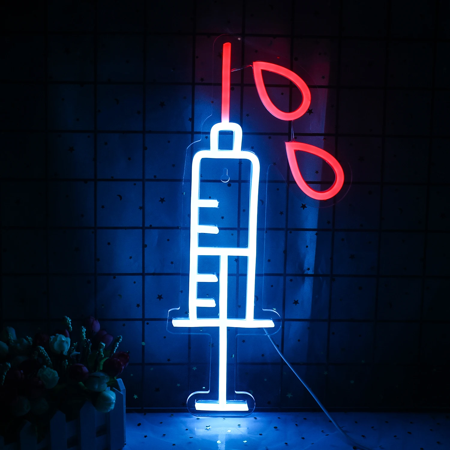 Interesting Syringe Neon Sign Led Light Needle Restaurant Bar Venue Party Room Shop Neon Art Wall Decor Child Personality Gift toy traffic toys for kids sound light mini cones sign models plastic signs signal plaything child