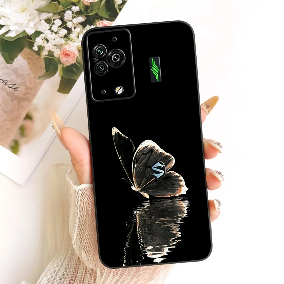 Cute Cat & Butterfly Design Silicone Case - Black Shark 5 Pro