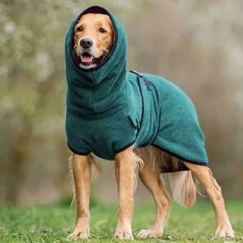 Cozy Soft Polyester Pet Clothes Vest Dog Towelling Drying Robe Warm Fleece Hoodies Jacket Comfortable Sleepwear Coat Apparel Tre 5