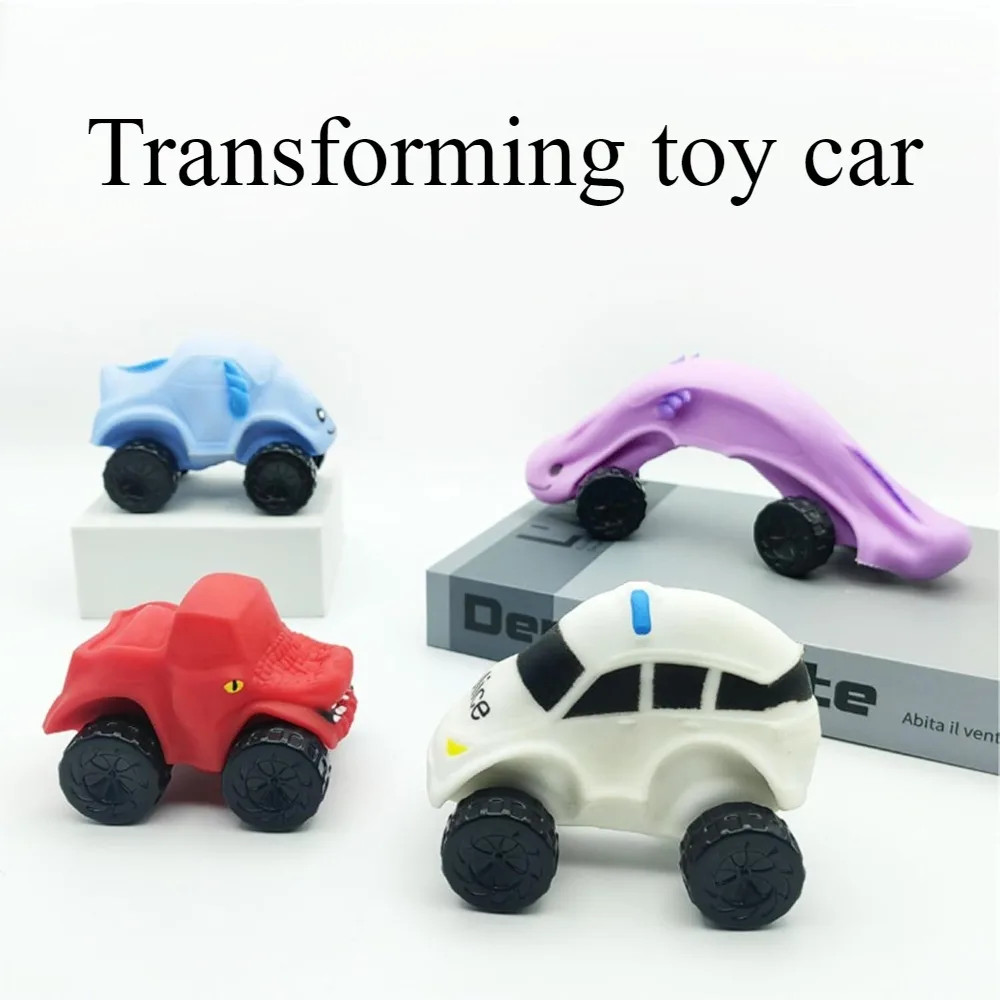 Squishy Kneading Deformed Toy Car TPR Stretch Slow Rebound Axolotl Dinosaur Police Car Squeeze Fidget Toys for Adults Kids 2