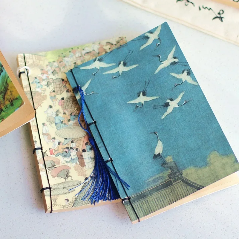 Chinês Diário Pessoal Notebook Borlas Antigas em Branco Kraft Sketchbook Bloco de Notas Retro Papelaria Estudante - Imagem 3