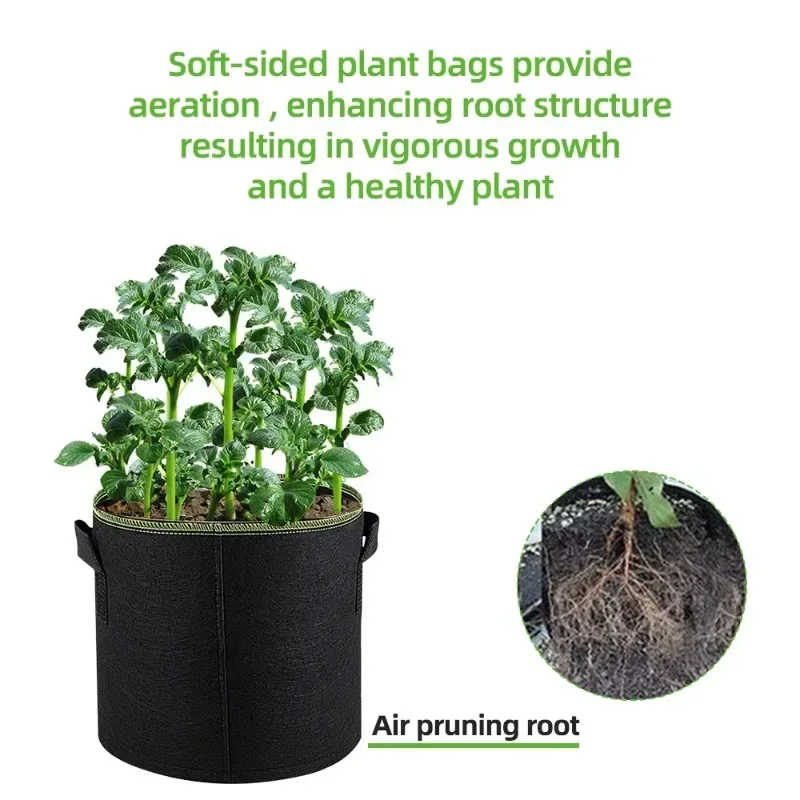 Felt Grow Bags 5Pcs 3/4/5/7/10 Gallon Gardening Fabric Grow Pot Vegetable Strawberry Growing Planter Garden Potato Planting Pots
