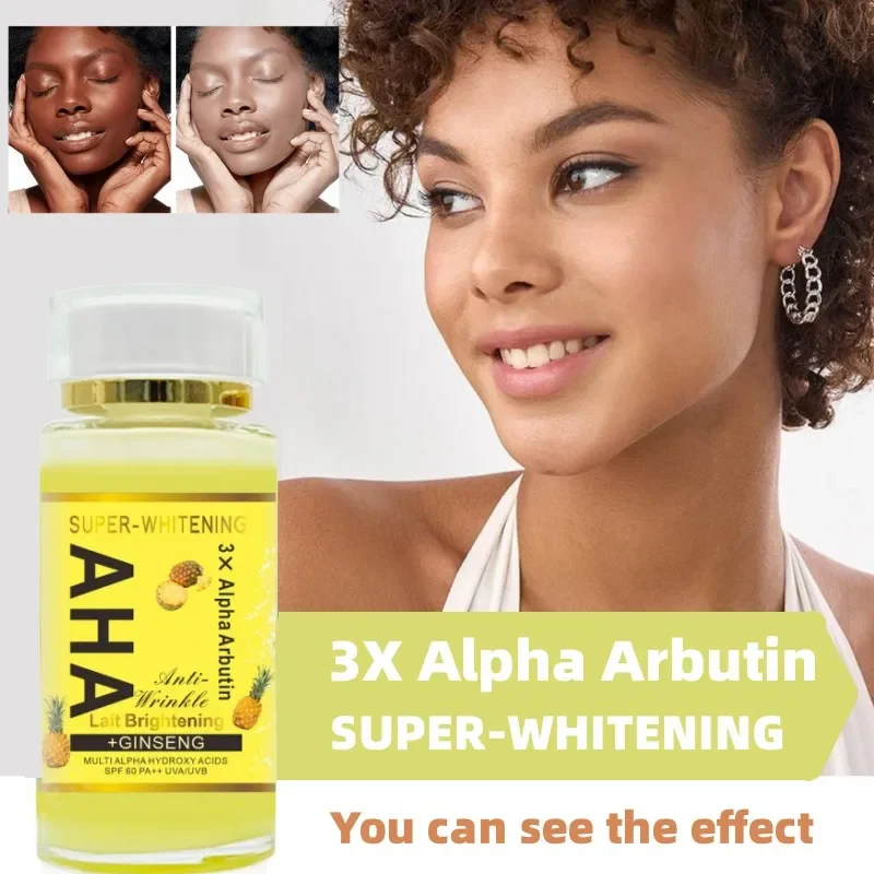 alpha arbutin serum keeps skin smooth and soft whitening hydrating even skin tone face skincare serum for dark skin beauty care AHA Fruit Acids Whitening Serum 3X Alpha Arbutin Shrink Pores, Even Skin Tone, Bleach Skin Tone, Glow Skin Health 120ml