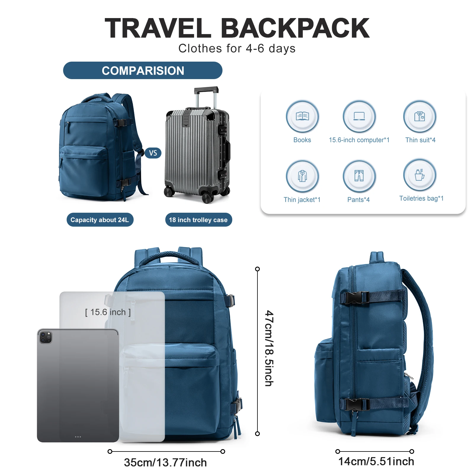 Vacuum Backpack with Pump Travel Backpack Airplane Cabin Woman Hand Luggage Travel Bags，Business Work Backpack Casual Bagpack
