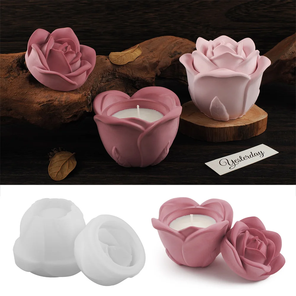 

3D форма для банка в форме розы с искусственной смолой, форма «сделай сам», розовая коробка, подсвечник, силиконовая форма для каучука, домашний декор
