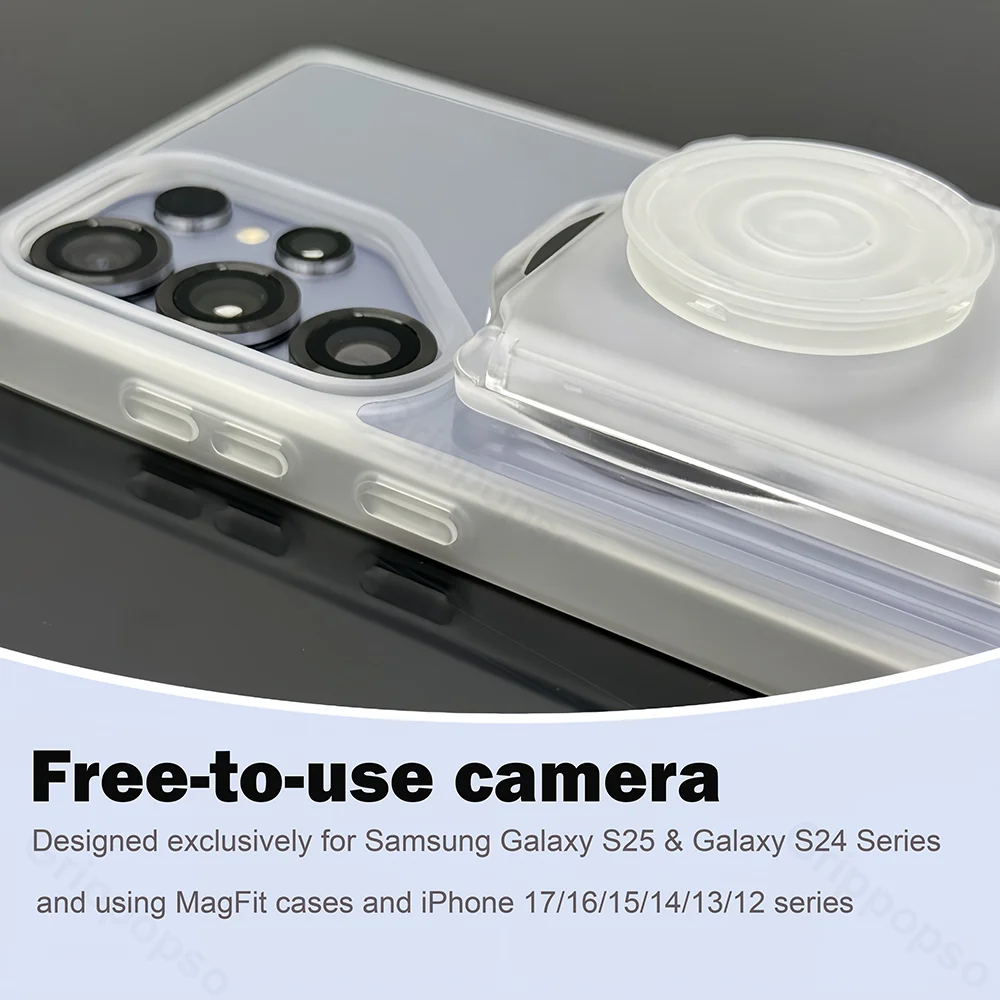 삼성 갤럭시 S25/S24 플러스용 스마트톡 소켓이 있는 MagSafe 지갑용 팝소그립, 아이폰 16/15/14용 초강력 자석 카드 홀더