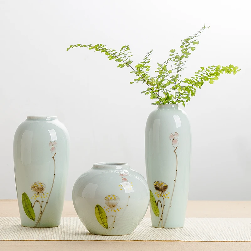 Jingdezhen Hand-painted Vase Zen Ceramic Decorative Ornaments New Chinese Style Small Flower Arrangement 3
