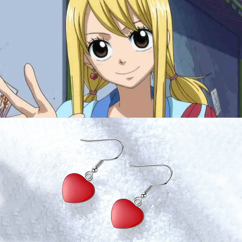 

Lucy Heartfilia Eardrop Cosplay Alloy Heart New Anime Fairy Tail Metal Ear Hook Earrings Jewelry Cosplay Accessories Gift