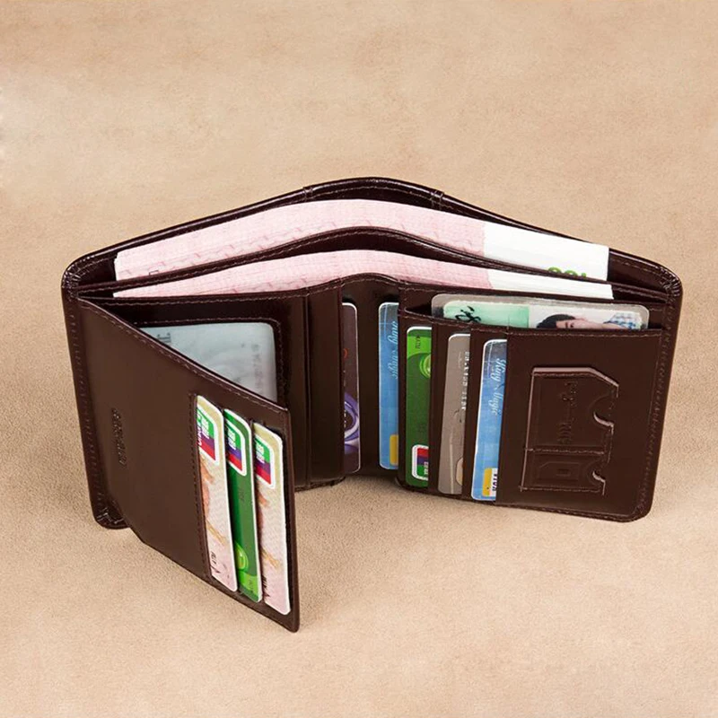 Genuine Leather Trifold Wallet for Men