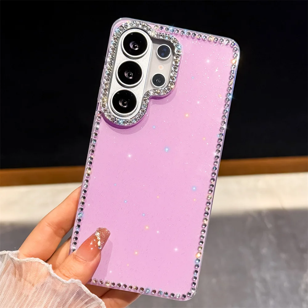 Glitter Diamond Clear Phone Case with Laser Cover Design