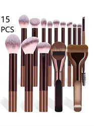 Professional 15 - Piece Soft Bristle Makeup Brush Set (15 PCS)