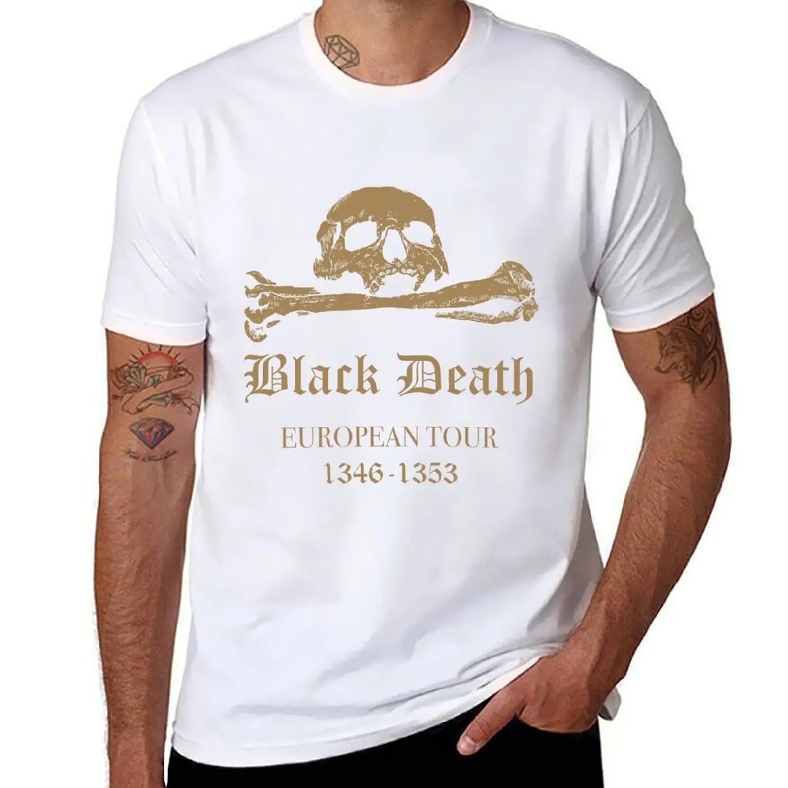 European Tour Custom Design Black T-Shirt - Men's Plus Size Slim Fit