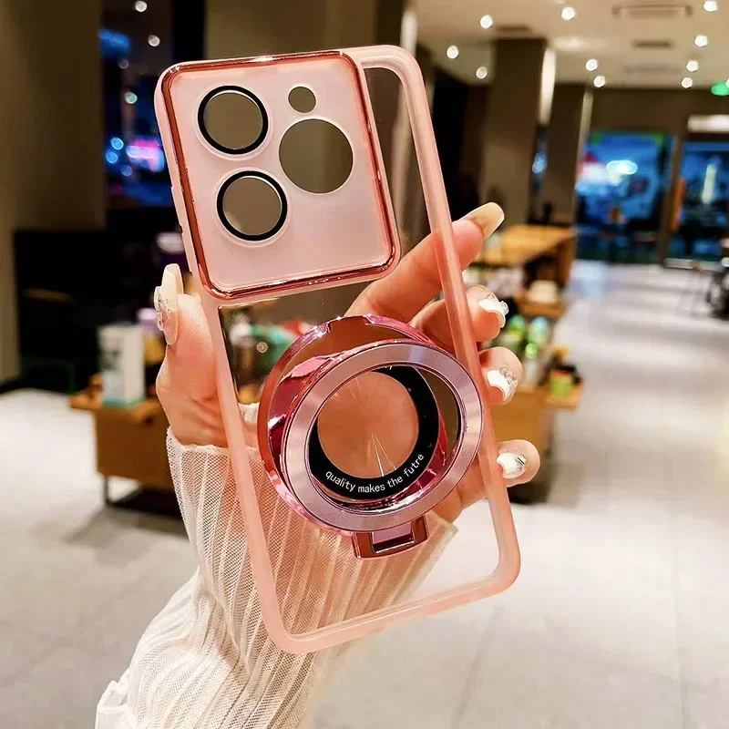 Edge 60 Luxury Magnetic Ring Holder Phone Case with Clear Stand Cover