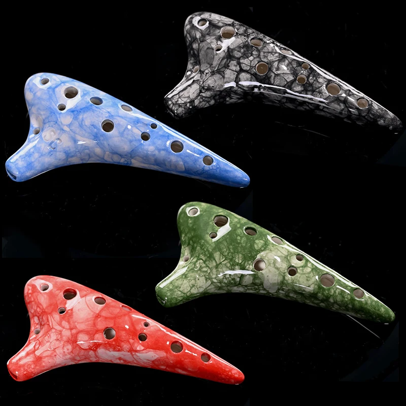 

Цветной Ocarina Soprano C-Tone с 12 отверстиями для начинающих, преподавание звука, качественный керамический музыкальный инструмент