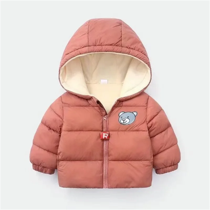 New Kids Outerwear Children Warm Coldproof Jacket Winter Baby Fashion Hooded Cotton Overcoat Boys Girls Cartoon Coat 2-6Y