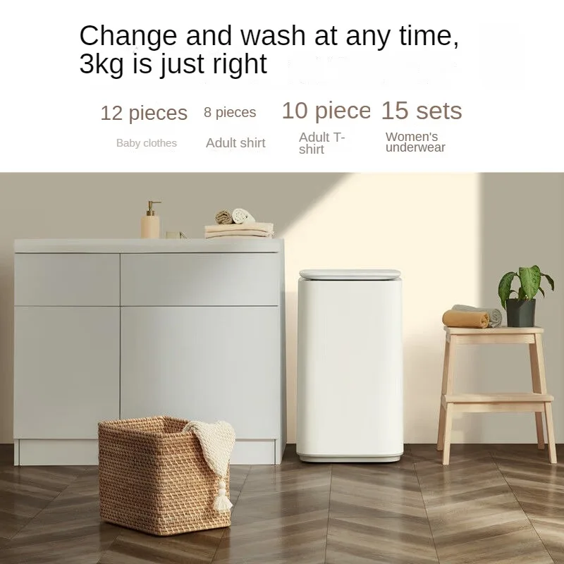 Mijia washing machine Mini Wave Wheel 3kg fully automatic Small children Household underwear Removing mites from underwear baby 6