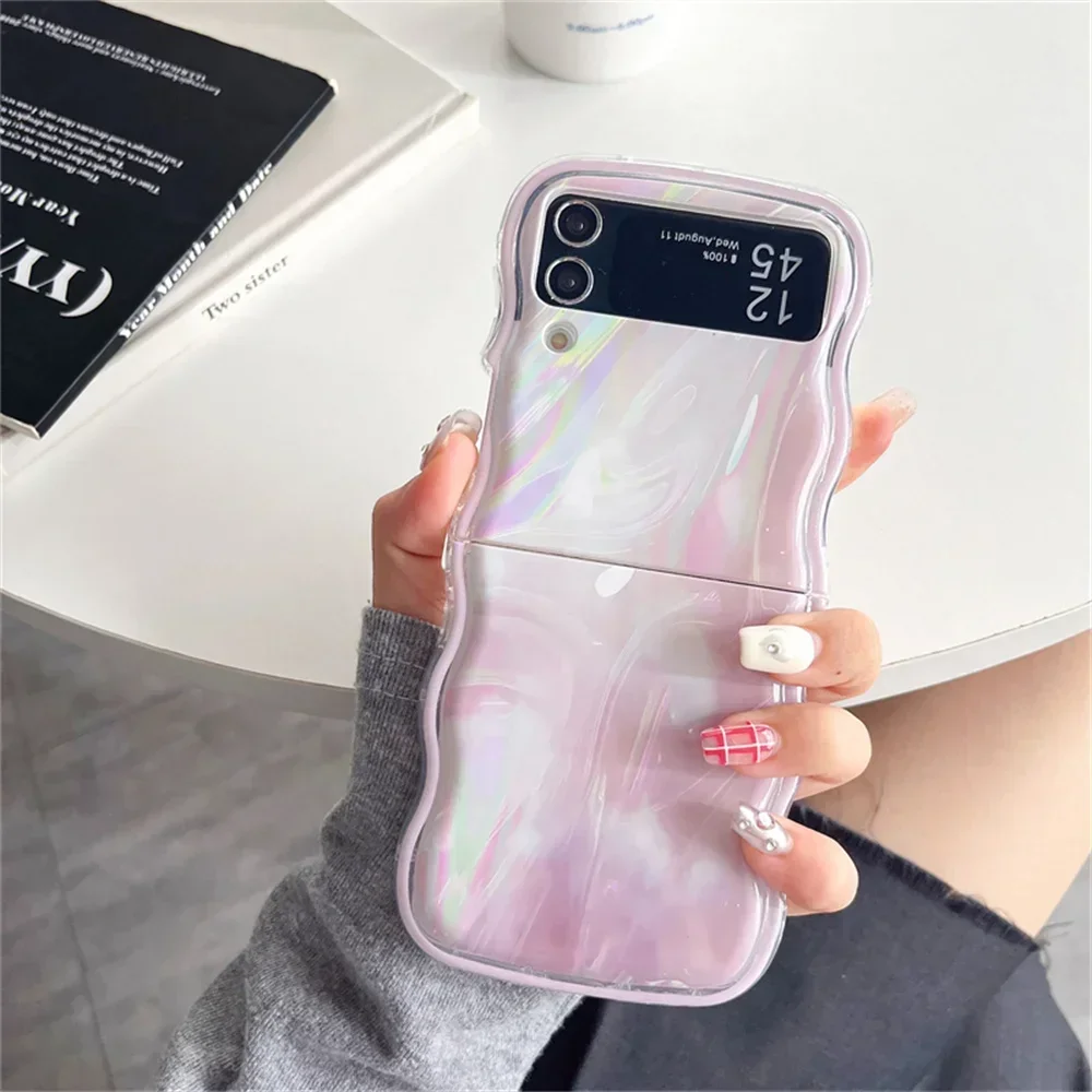 thumbnail image 1 of Cartoon Marble Wave Case for Samsung Galaxy Z Flip 5 4 3 Colorful Shockproof Ins Korea Cover for Samsung Z Flip5 flip4 Flip3, 1 of 5