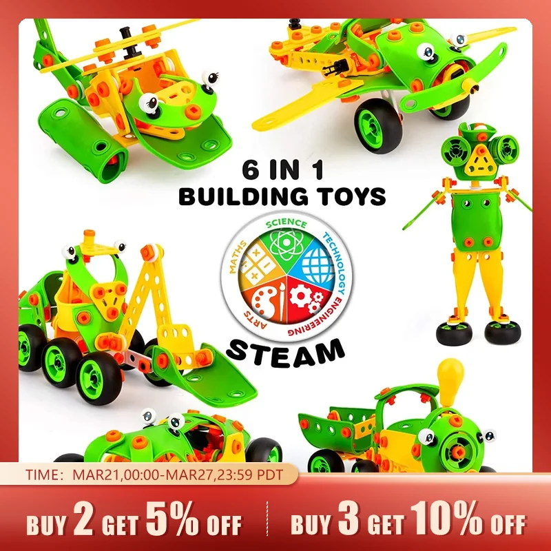 6in1 STEM Robot Toys For Kids DIY Building Science Learning Educational ...