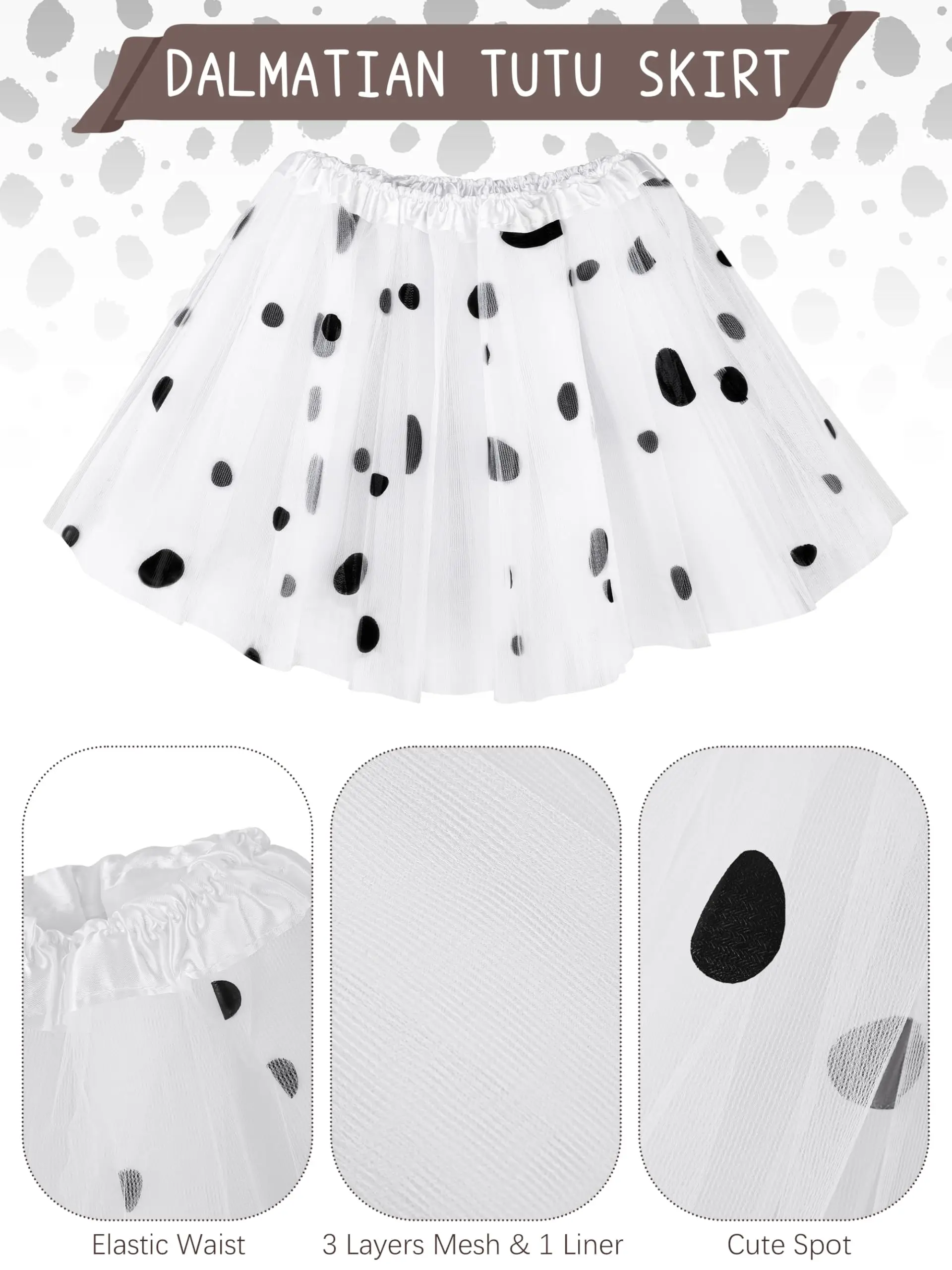 100 days School Dalmatian Costume for Kids Girls Cotton Costume Dalmatian Set T-shirt Tutu Tutu Leggings