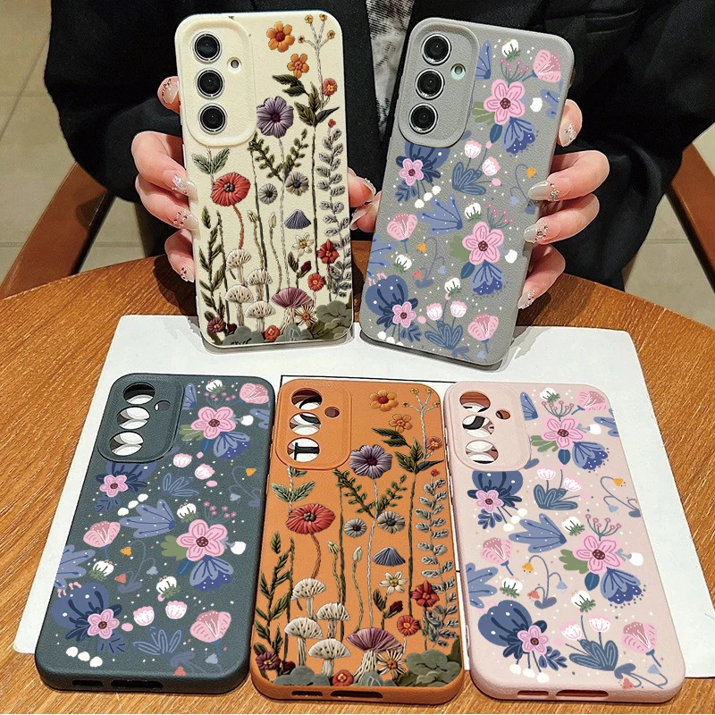 Floral Leather Texture Phone Case Cover